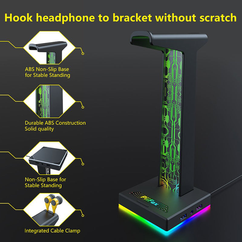 Illuminated Integrated USB RGB Gaming Headset Stand