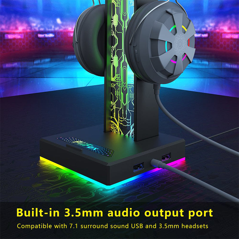 Illuminated Integrated USB RGB Gaming Headset Stand