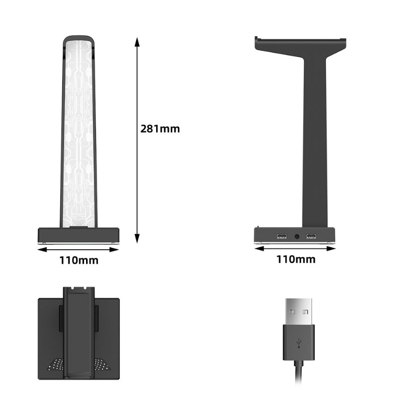 Illuminated Integrated USB RGB Gaming Headset Stand