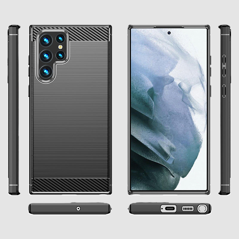 Carbon Fiber Brushed Soft Phone Case for Samsung GalaxyS22 Ultra