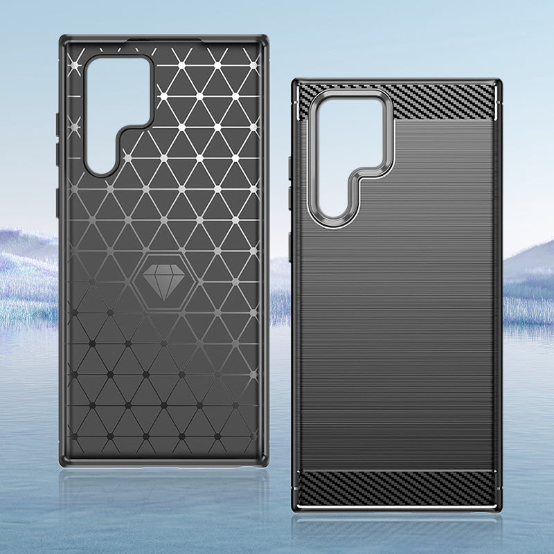 Carbon Fiber Brushed Soft Phone Case for Samsung GalaxyS22 Ultra