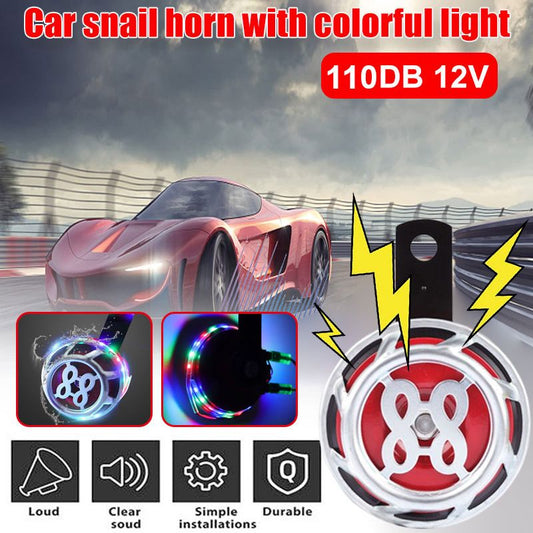 Universal Waterproof Car Snail Horn with Colorful Lights